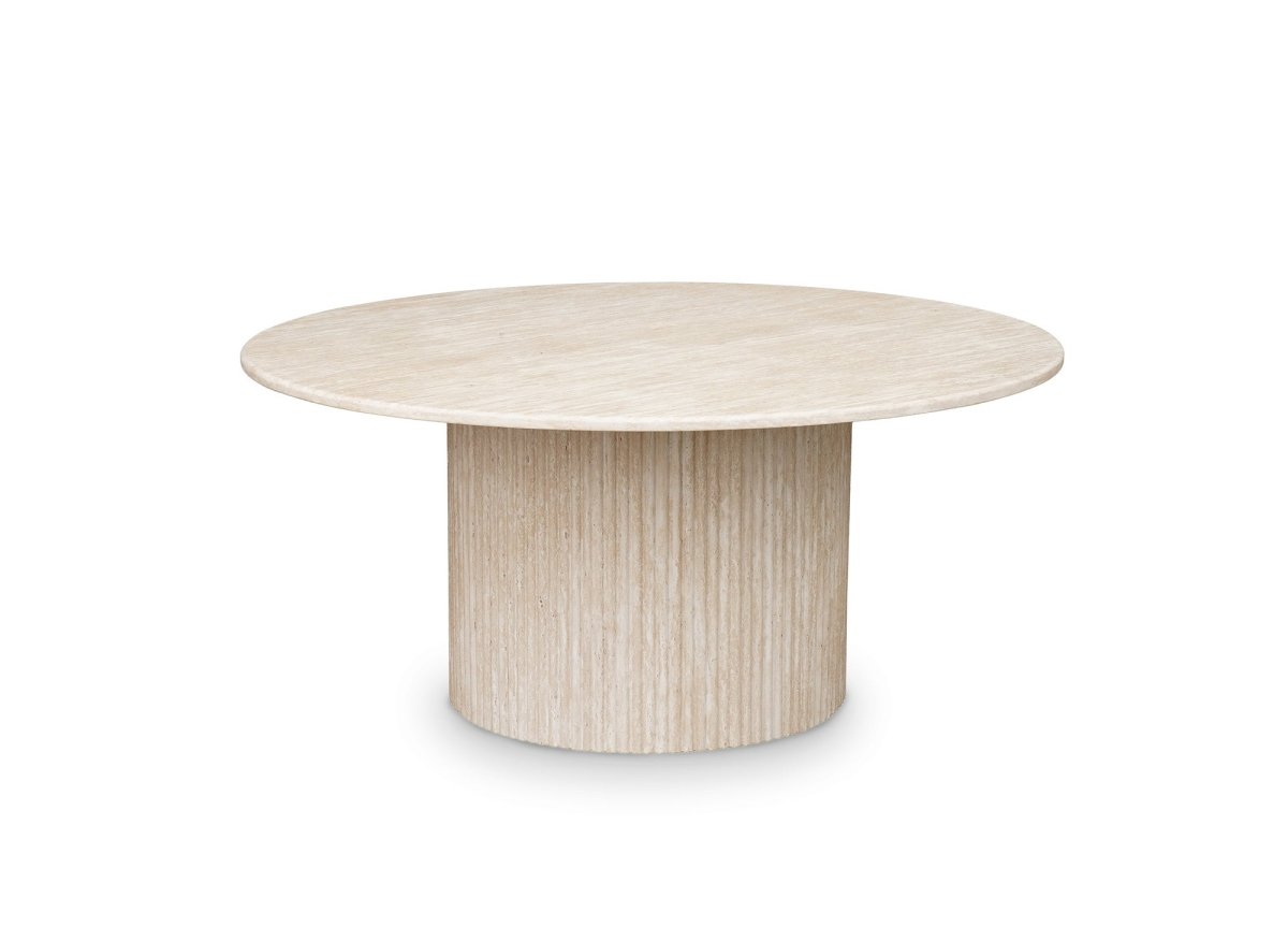 Table basse ronde en marbre composite beige DHARA - DécoInParis