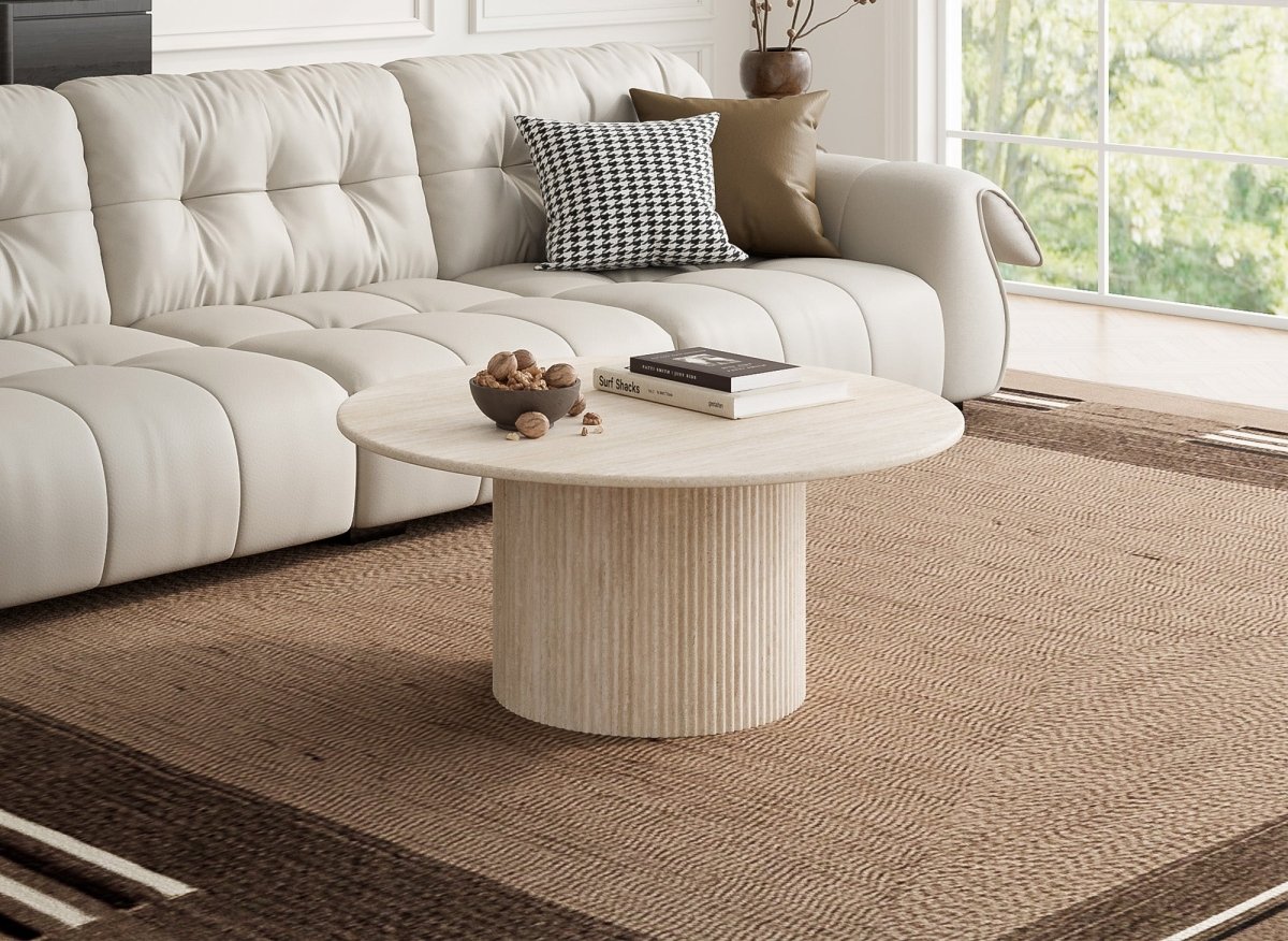 Table basse en bois laqué et marbre Pebble L Carpanese Home