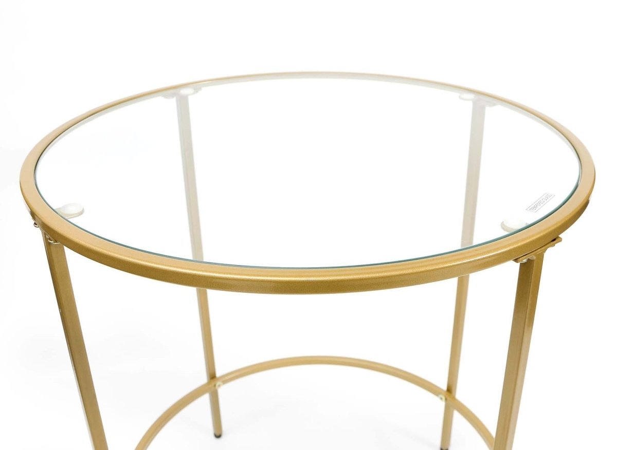 Table basse ronde en verre et métal OLIVE - DécoInParis