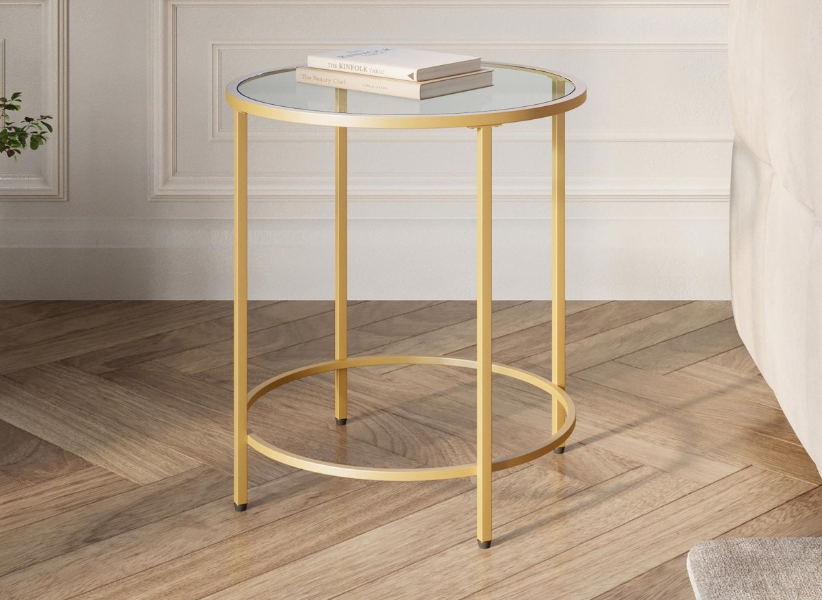 Table basse ronde en verre et métal OLIVE - DécoInParis