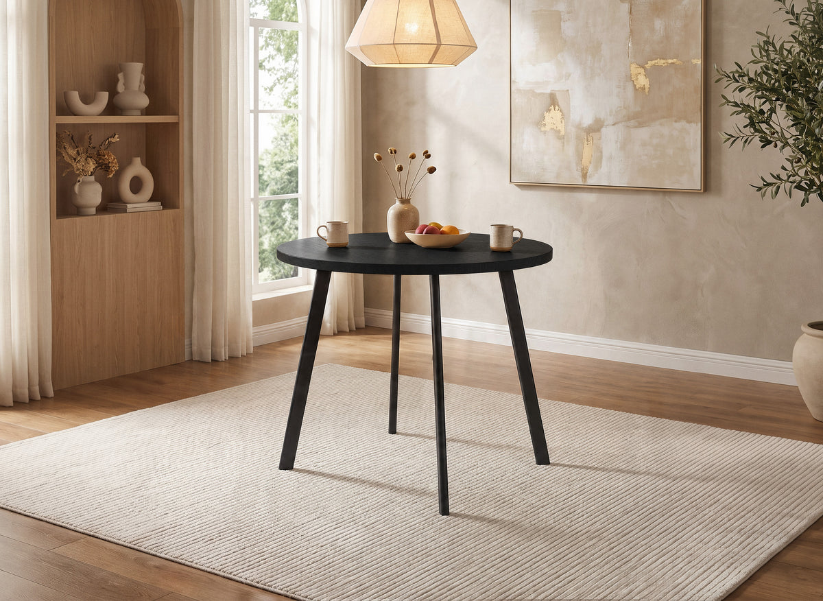 Ensemble table à manger en bois noir avec 4 tabourets gris IRINA