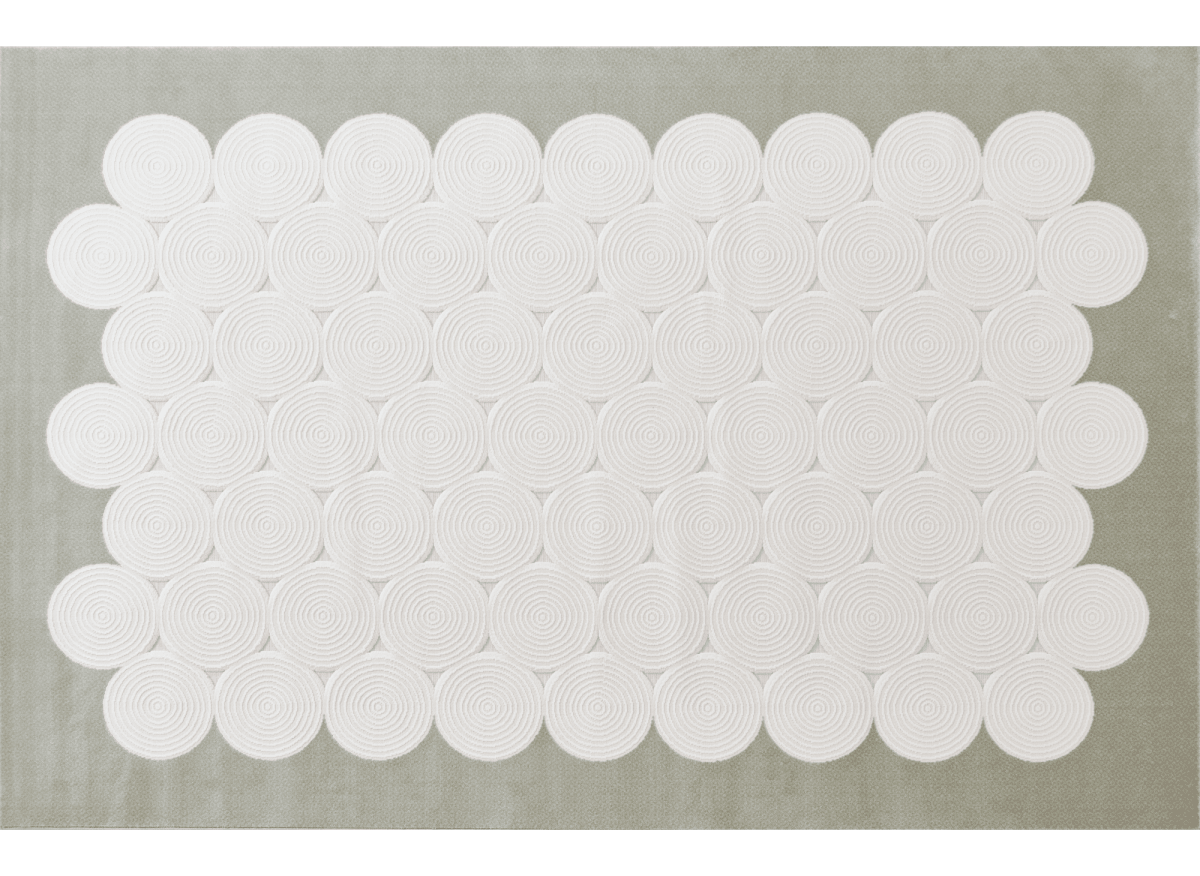 Tapis à motifs rond blanc écru 192 x 290 cm CLARA - DécoInParis