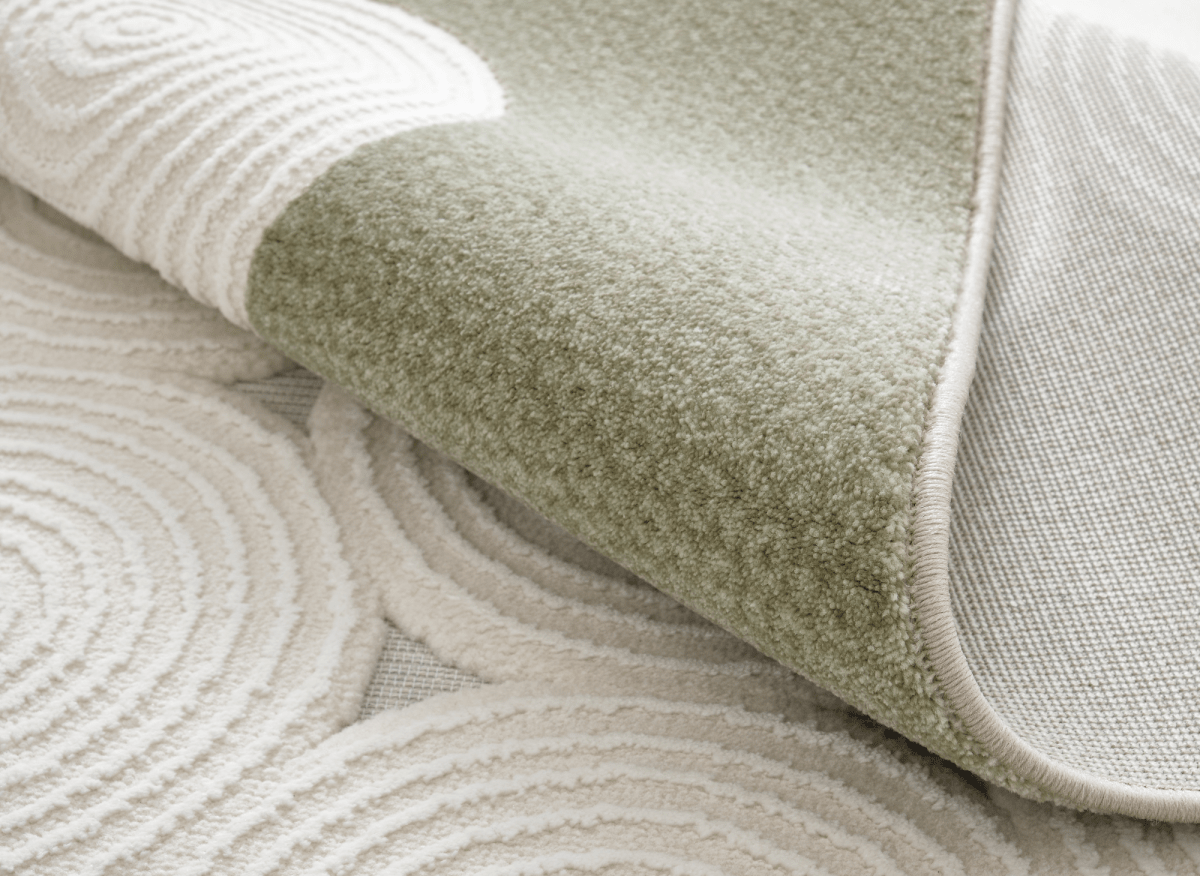 Tapis à motifs rond blanc écru 192 x 290 cm CLARA - DécoInParis