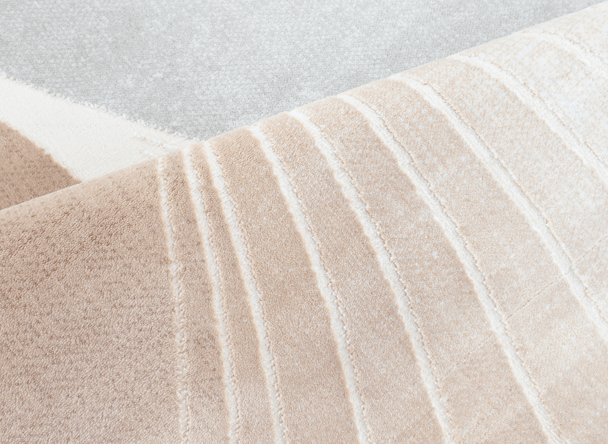 Tapis beige et gris à motifs blancs 200 x 290 cm PORTO - DécoInParis