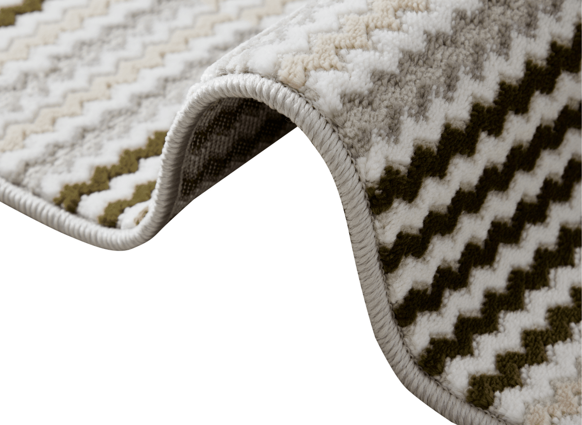 Tapis blanc à motifs carrés verts 200 x 290 cm THEOA - DécoInParis