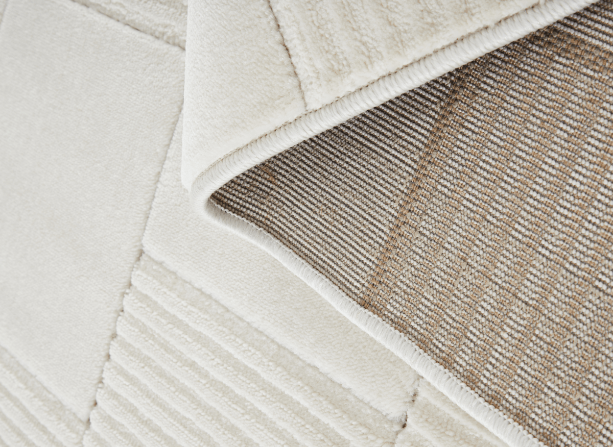 Tapis blanc écru à carreaux texturés 200 x 290 cm KARLINE - DécoInParis