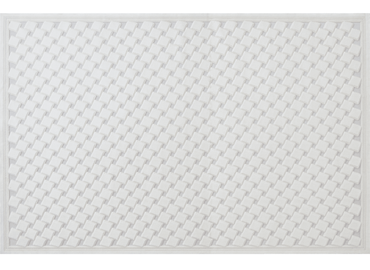 Tapis blanc écru à formes carrées 192 x 290 cm LERIS - DécoInParis