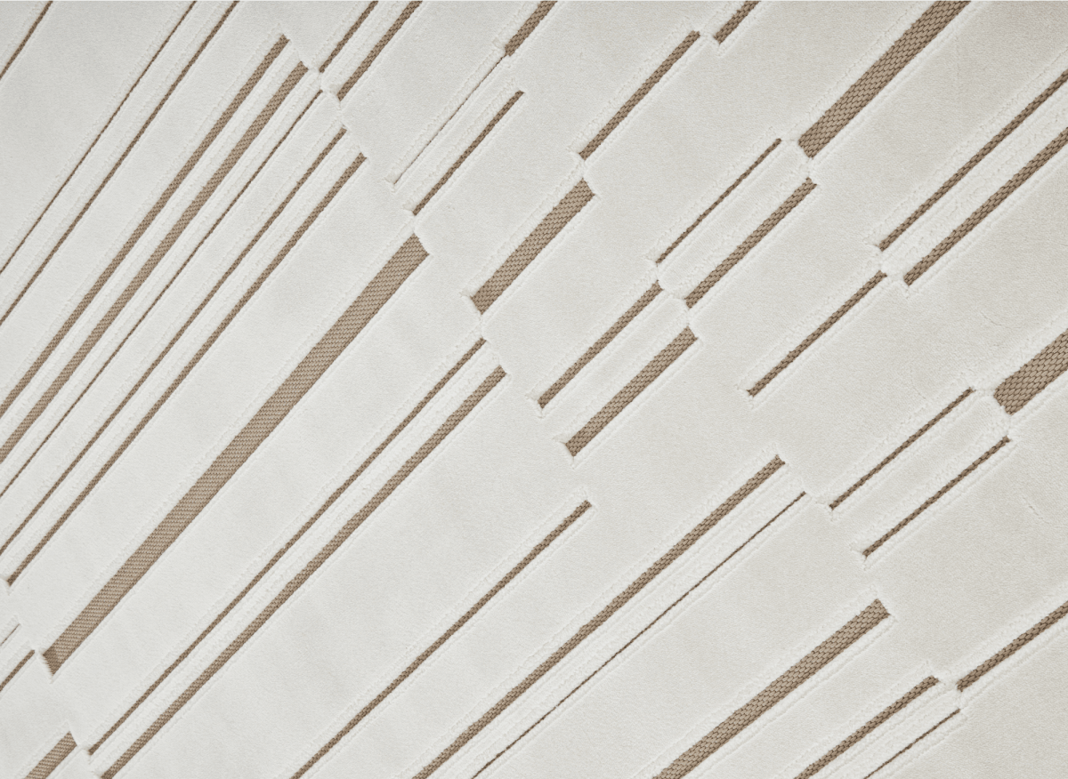 Tapis blanc écru à lignes asymétriques beiges 200 x 290 cm AYLAN - DécoInParis