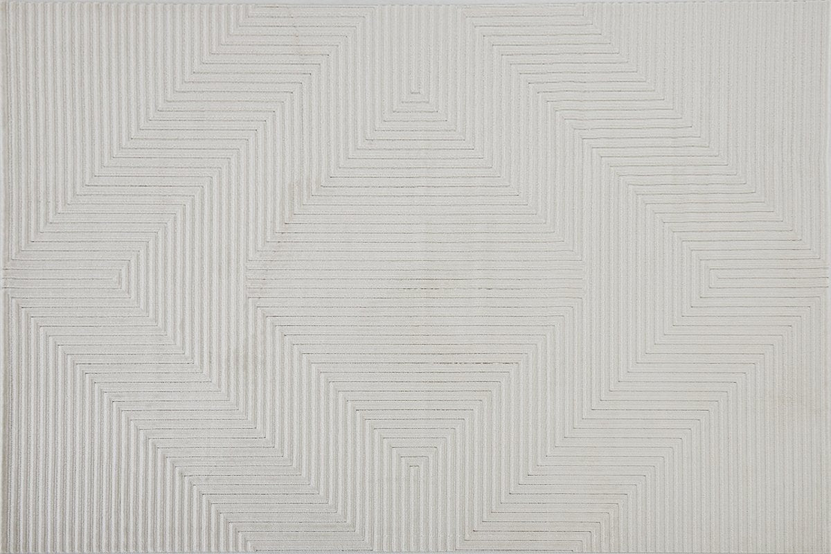 Tapis blanc écru à losanges beiges 200 x 290 cm ROUBY - DécoInParis