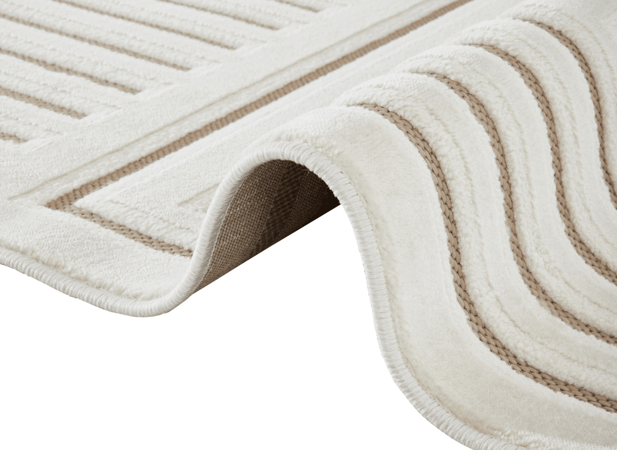 Tapis blanc écru à motifs chevrons 160 x 230 cm AMELIO - DécoInParis