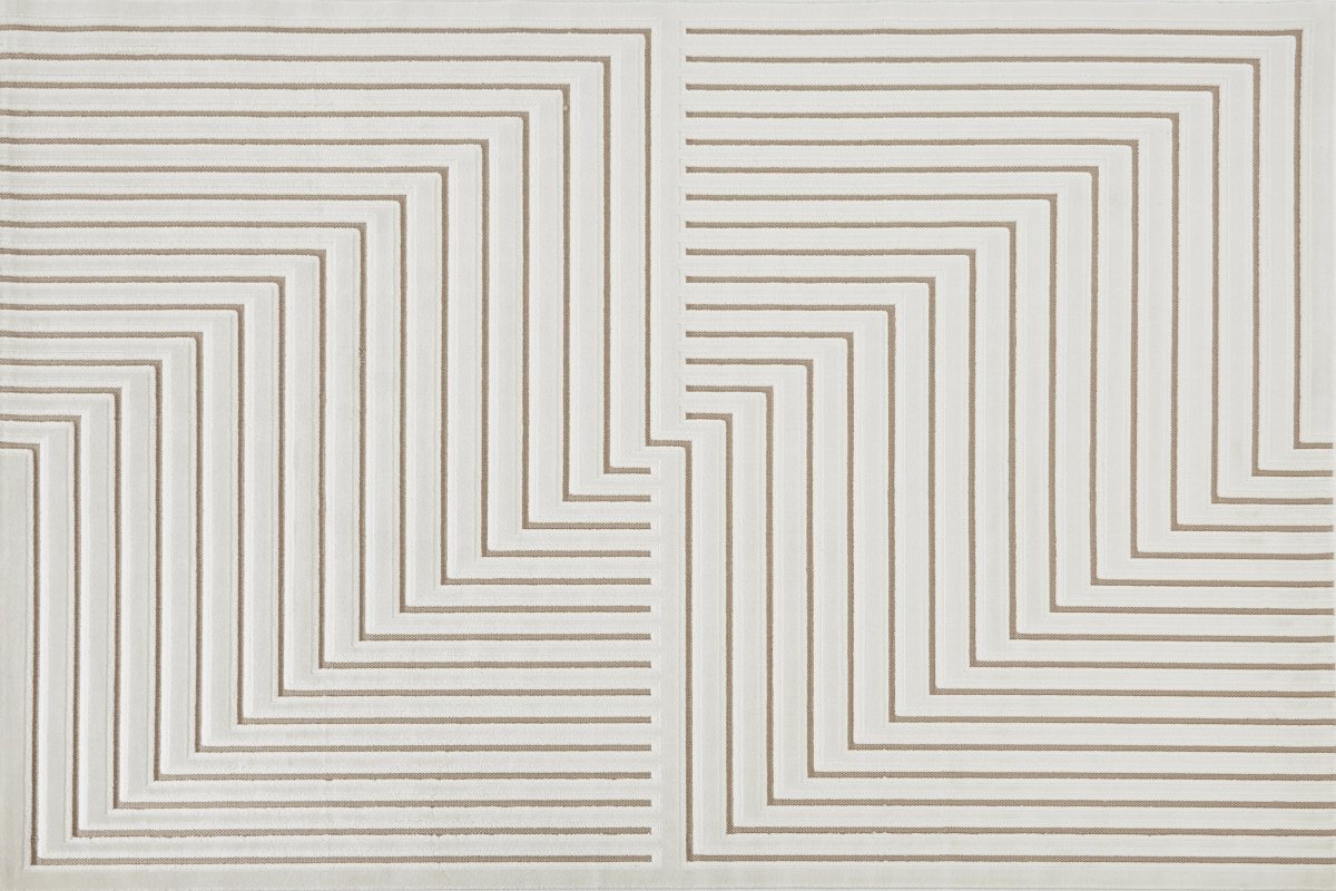 Tapis blanc écru à motifs chevrons 200 x 290 cm AMELIO - DécoInParis