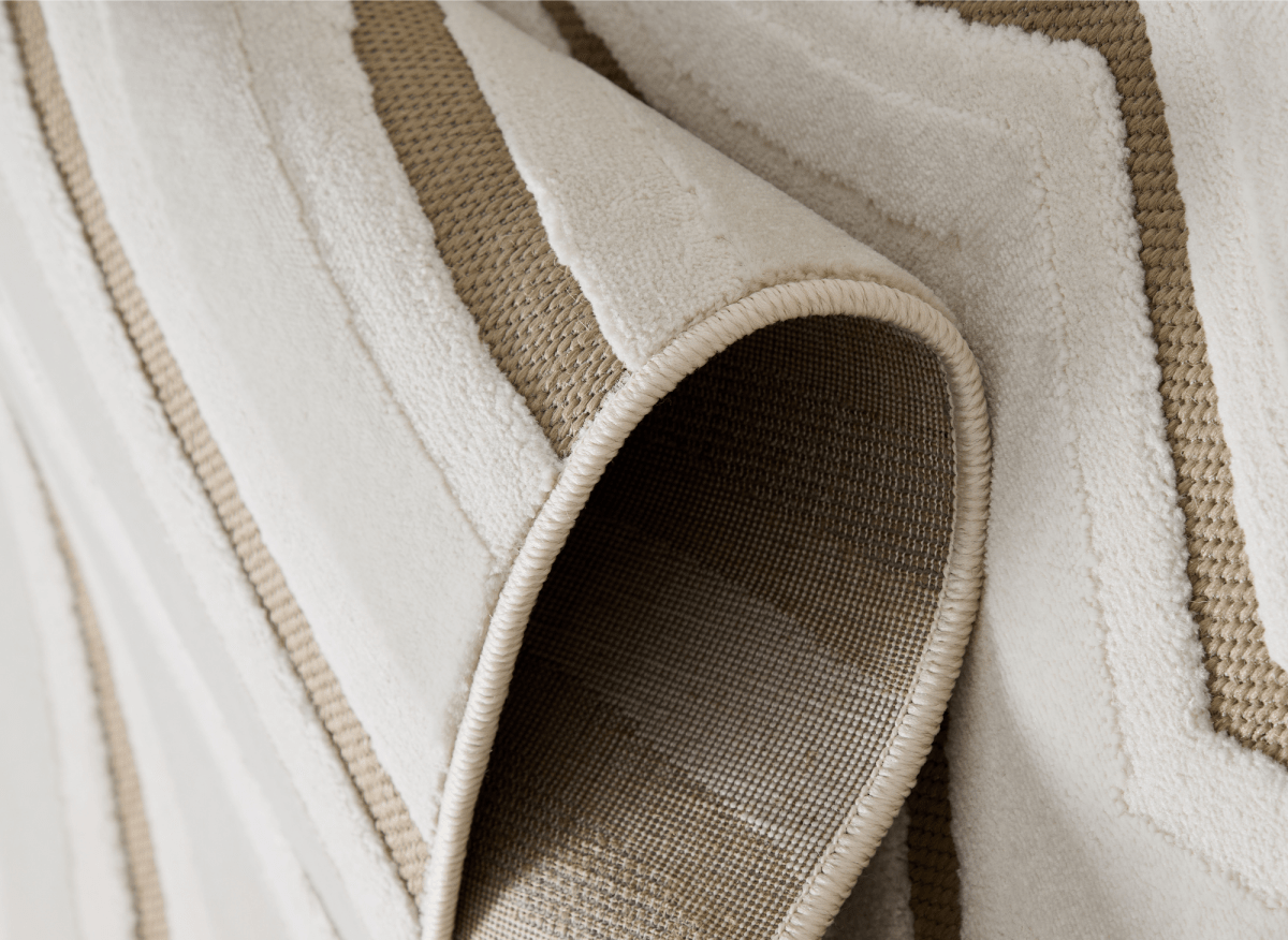 Tapis blanc écru à motifs circulaires beiges 160 x 230 cm ALEO - DécoInParis