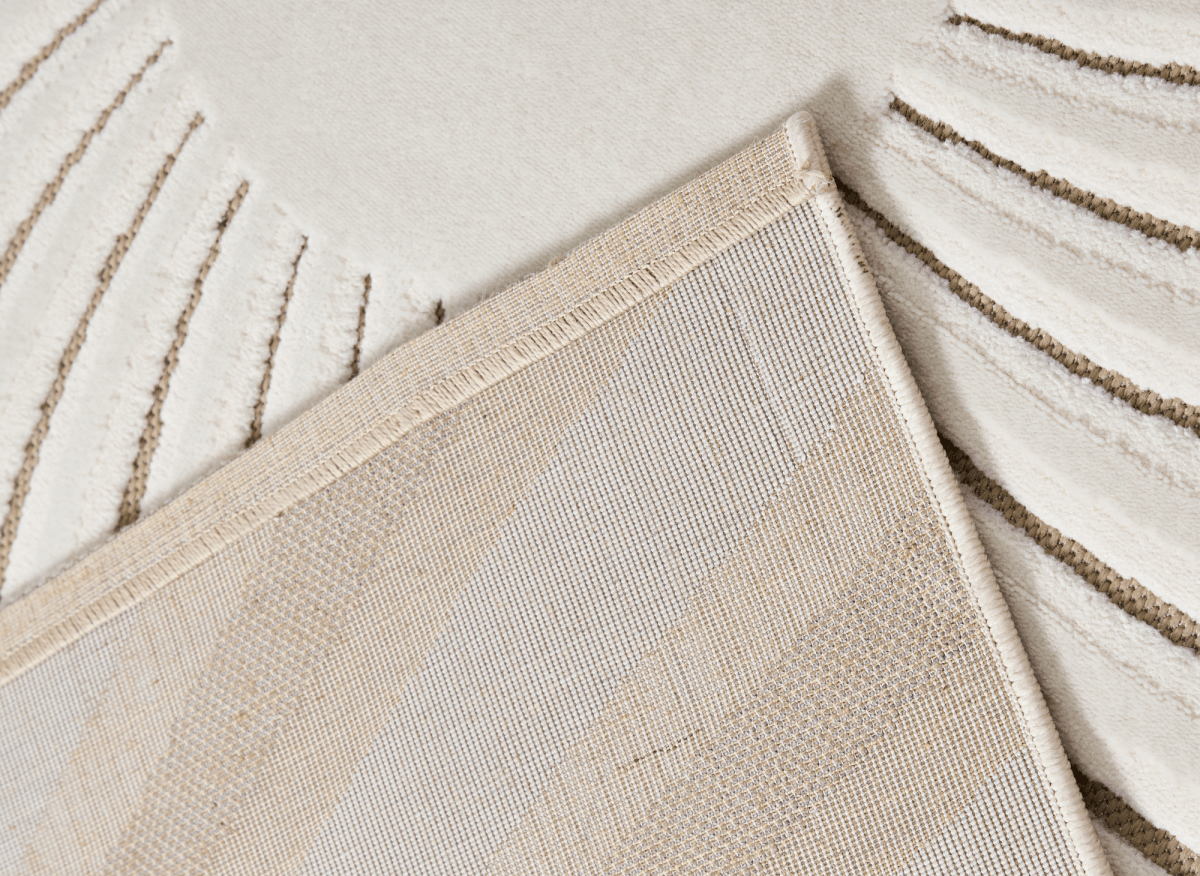 Tapis blanc écru à motifs circulaires beiges 200 x 290 cm ALEO - DécoInParis