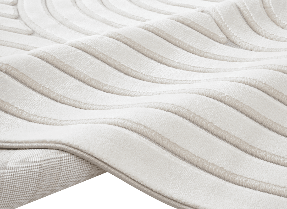 Tapis blanc écru à relief géométriques 154 x 230 cm AFINA - DécoInParis