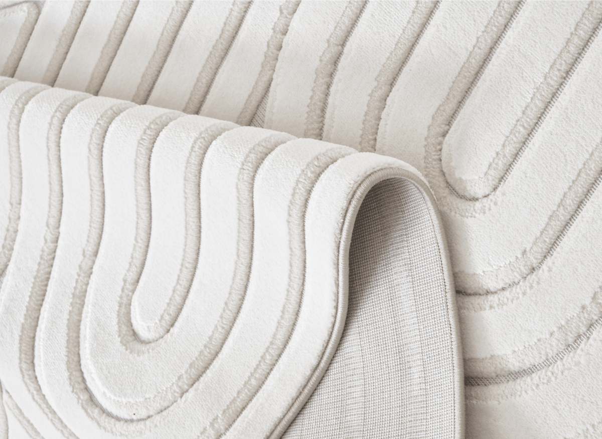 Tapis blanc écru à relief géométriques 192 x 290 cm AFINA - DécoInParis