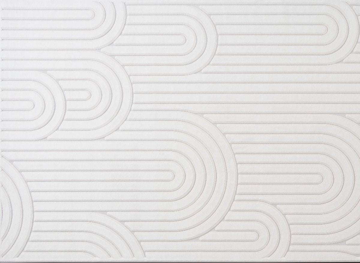 Tapis blanc écru à relief géométriques 192 x 290 cm AFINA - DécoInParis