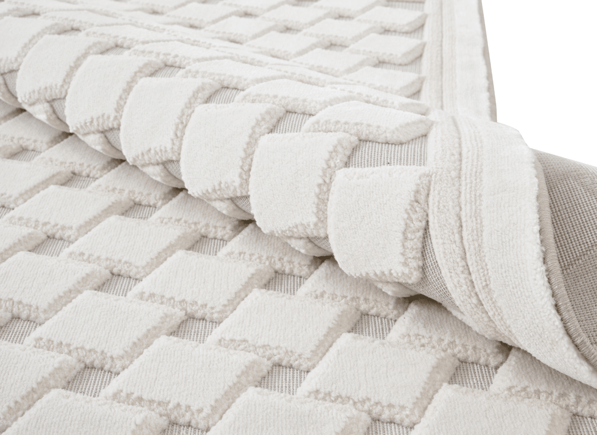 Tapis blanc écru effet moulure parisienne 154 x 230 cm LERIS - DécoInParis