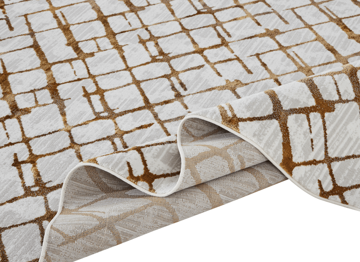 Tapis géométrique taupe et marron 200 x 290 cm LATTICE - DécoInParis