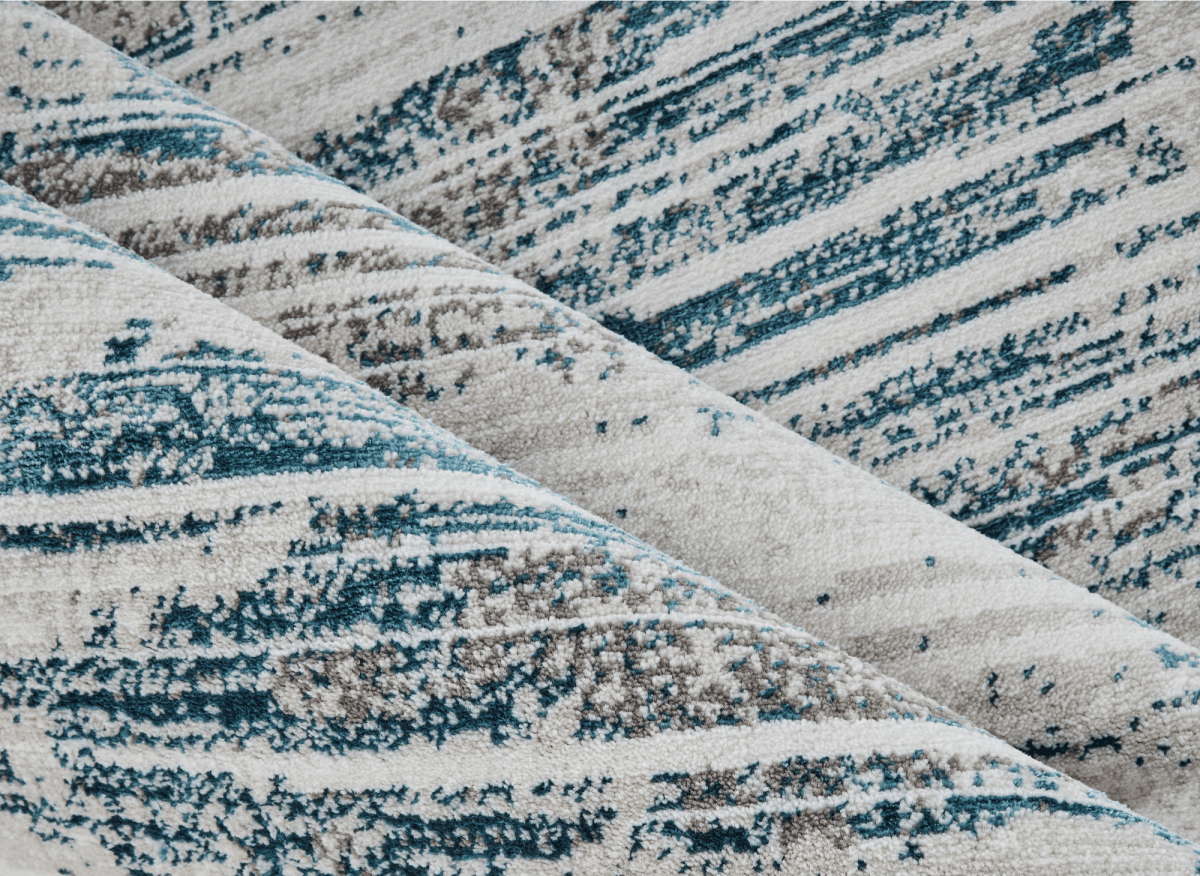 Tapis motif abstrait beige et bleu 160 x 230 cm AURORA - DécoInParis