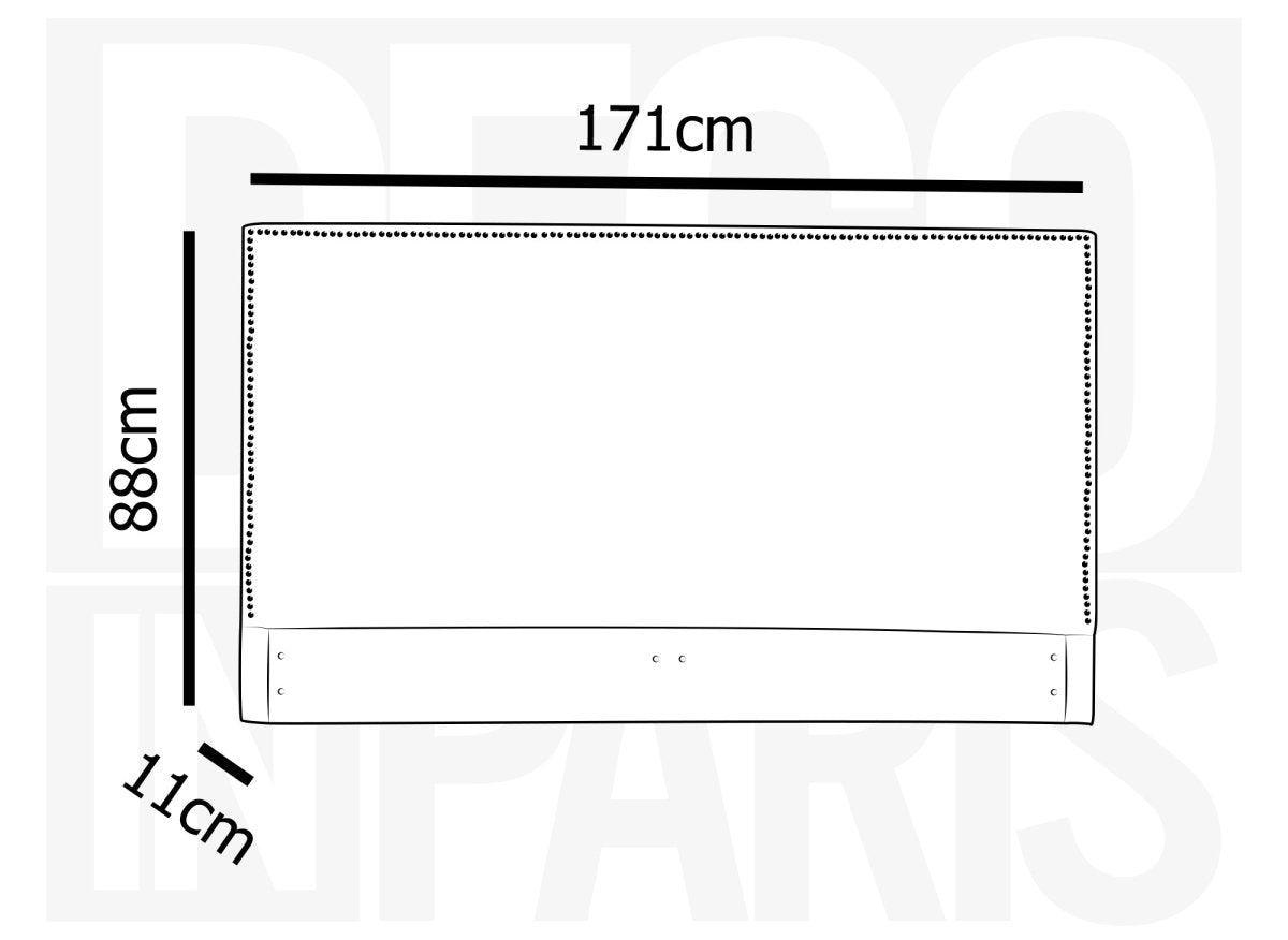 Tête de lit cloutée en tissu lin gris 160 cm LINDA - DécoInParis