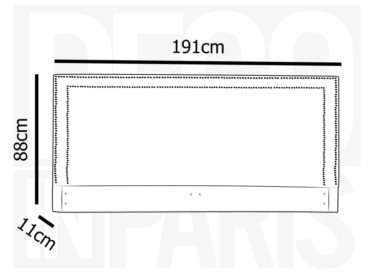 Tête de lit cloutée en tissu lin gris 180 cm LYVE - DécoInParis