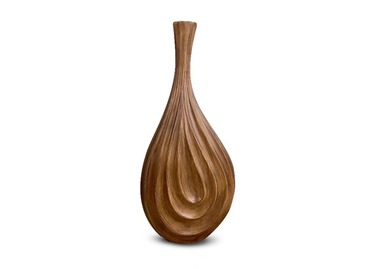 Vase goutte en polyrésine imitation bois H45 cm DERYA - DécoInParis