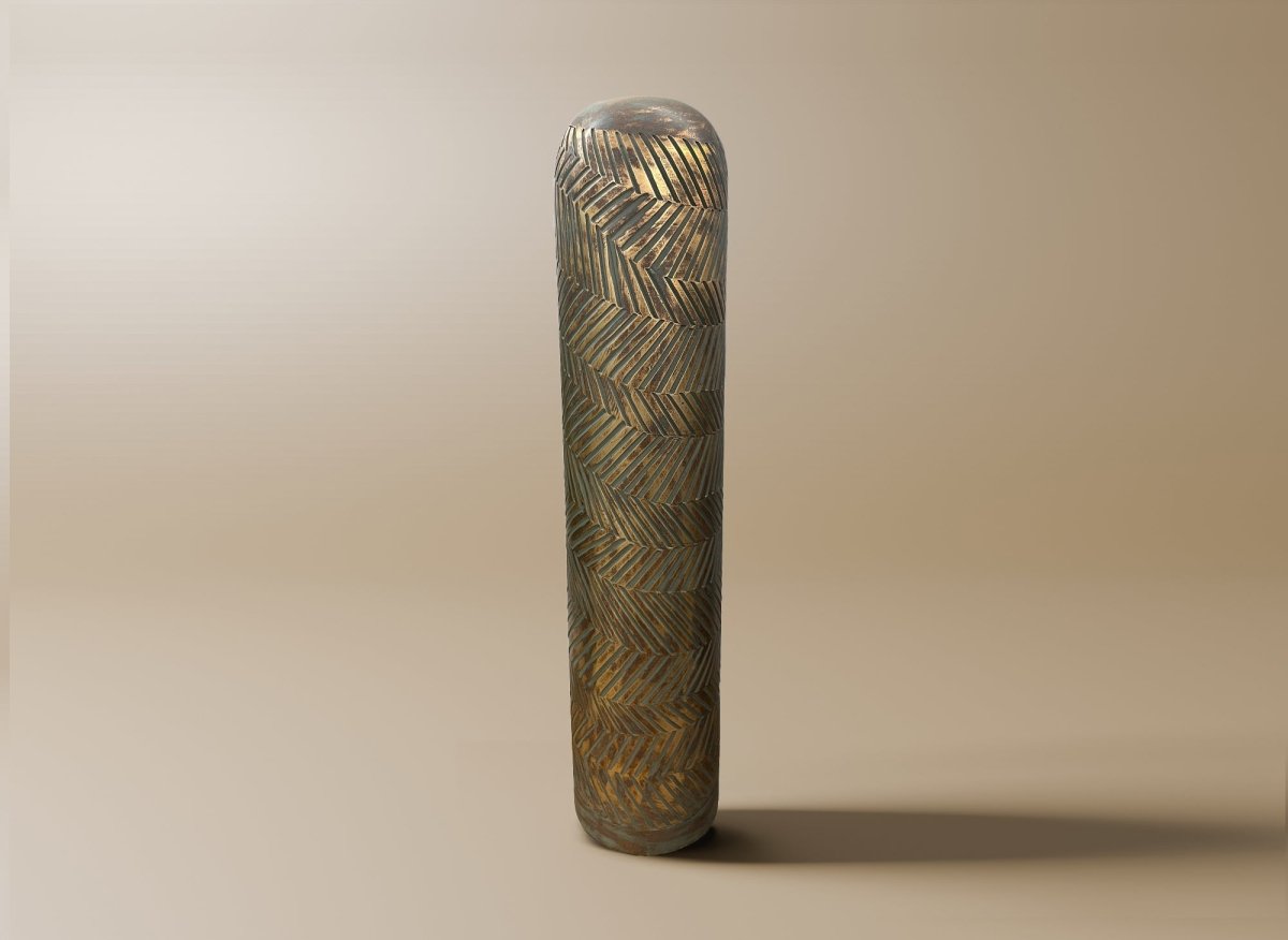 Vase XL en polyrésine vert et doré H68 cm AMIRA - DécoInParis