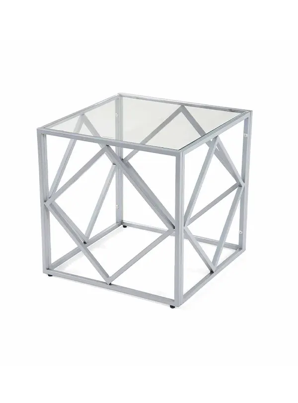 Table basse design en verre et métal carrée ELIO