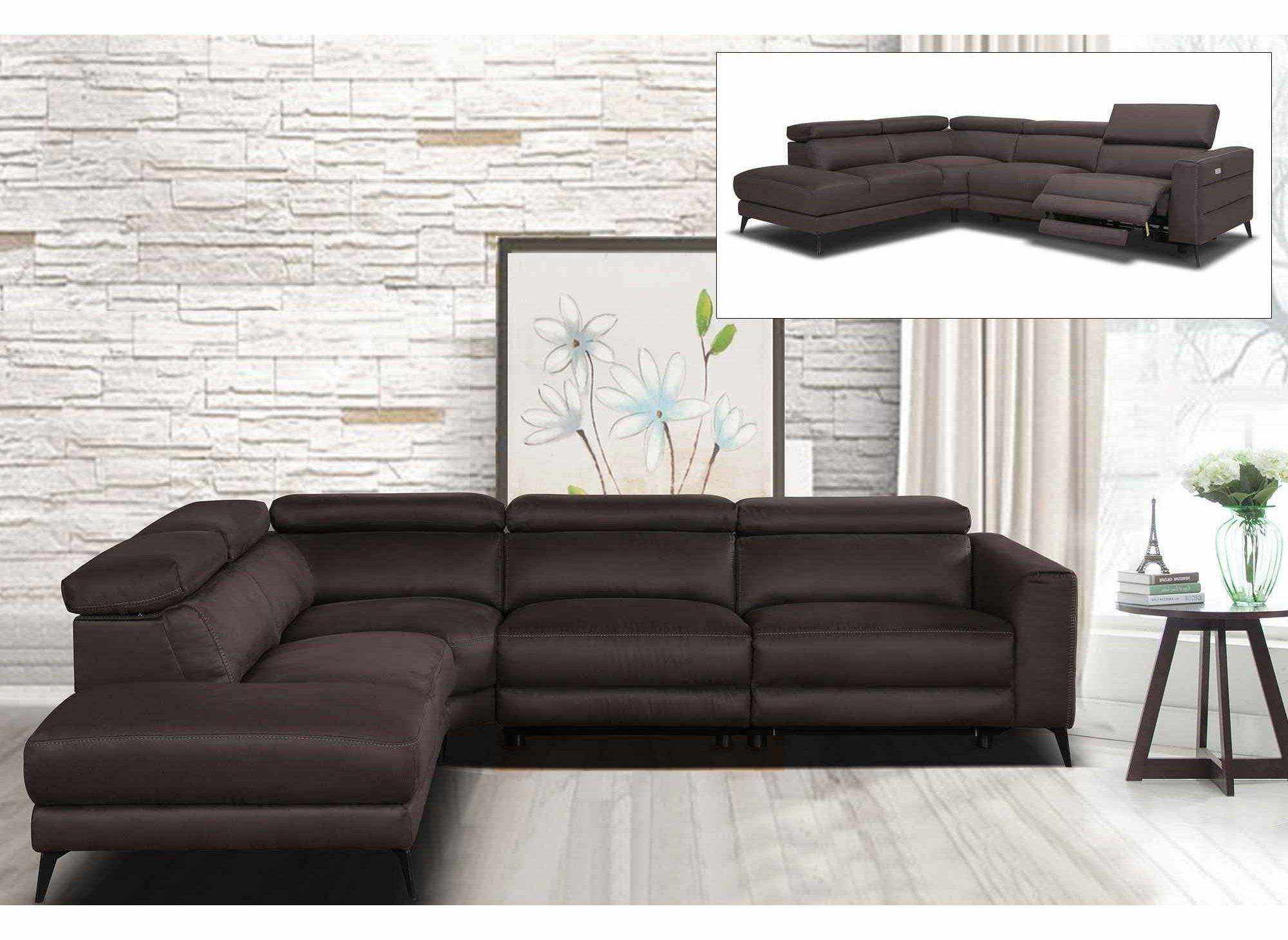 Deco In Paris Canape D Angle Relax Electrique En Tissus Marron