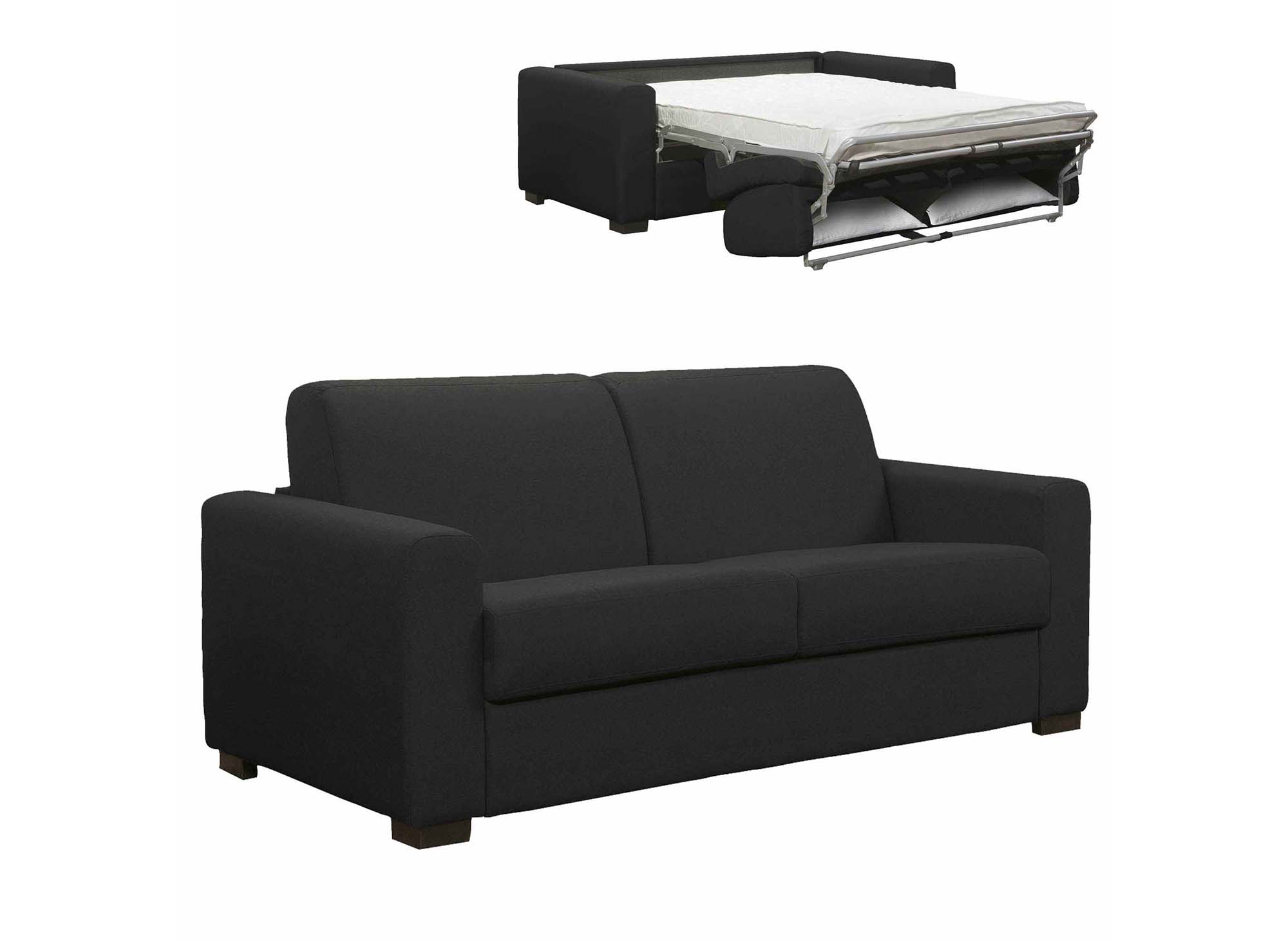 Canapé Convertible 3 Places Louna En Tissu Gris Carbon Ouverture Express