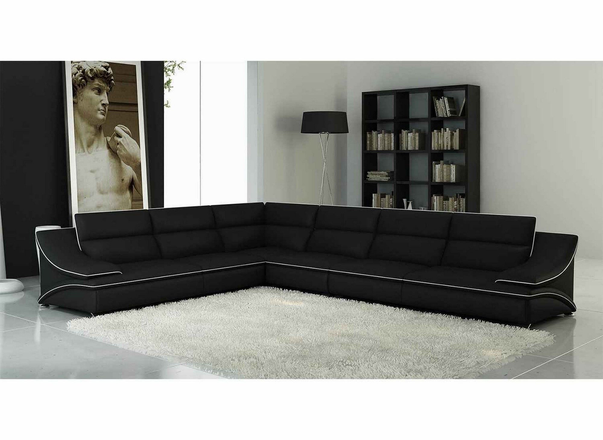 Deco In Paris Canape D Angle Modulable Cuir Design Noir Et Blanc