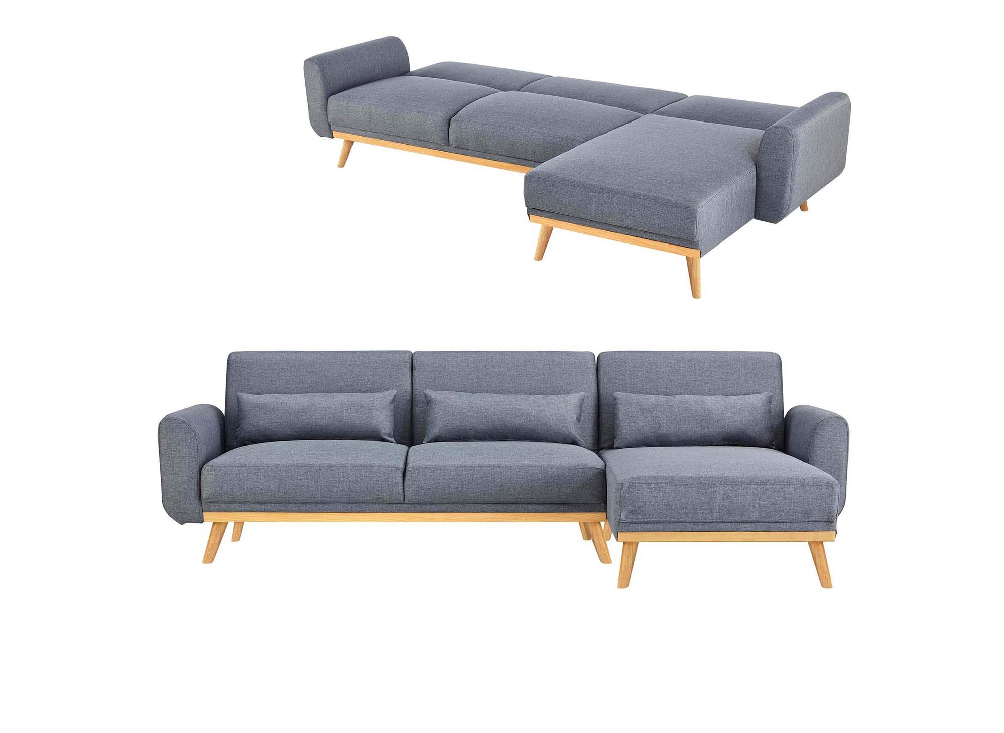 Canape d angle scandinave convertible et reversible en tissu gris fonce ...