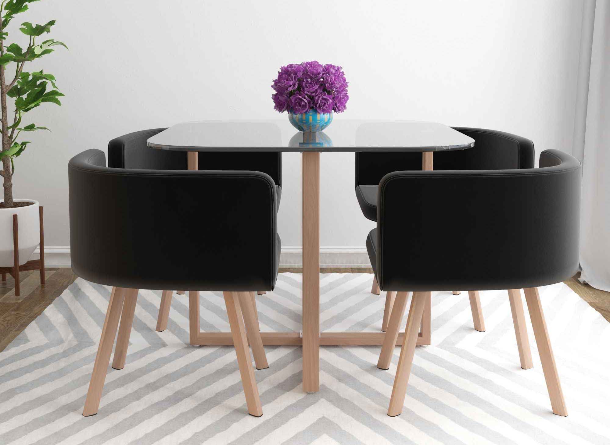 Ensemble table 4 chaises encastrable noir flen  DECO IN PARIS