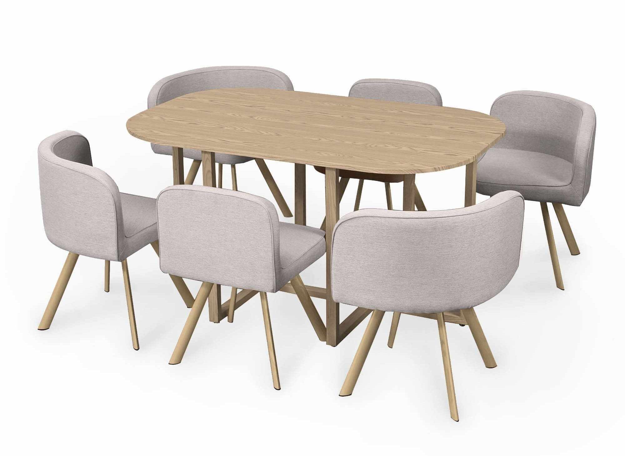 2_ensemble table 6 chaises encastrables beige flen xl  DIP