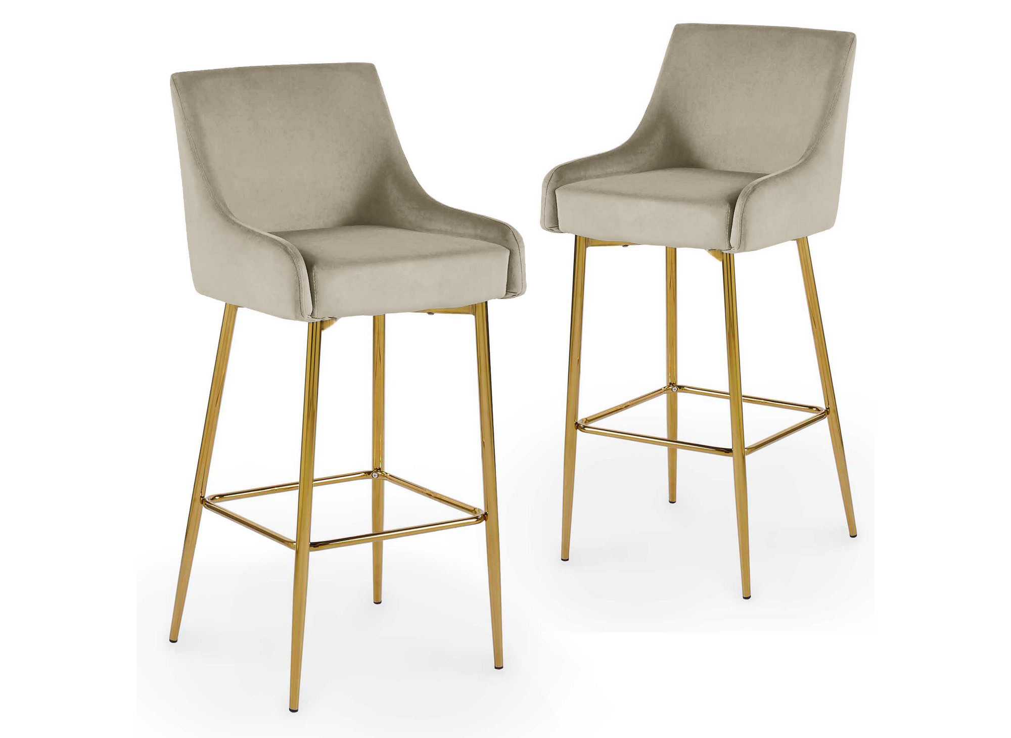 Lot de 2 tabourets de bar design en velours beige LALYA