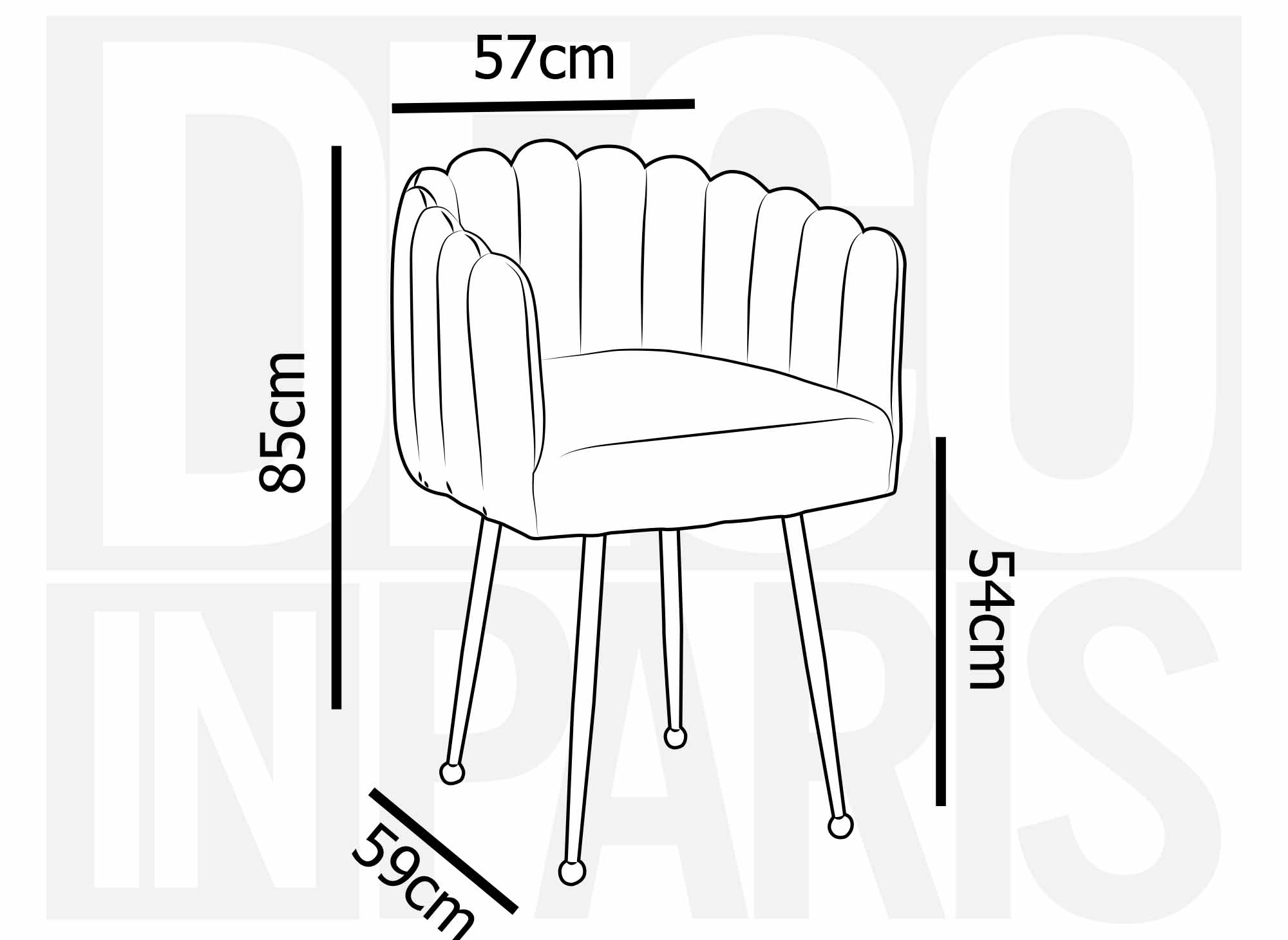 Chaise en velours noir pieds en métal argenté HAYDEN