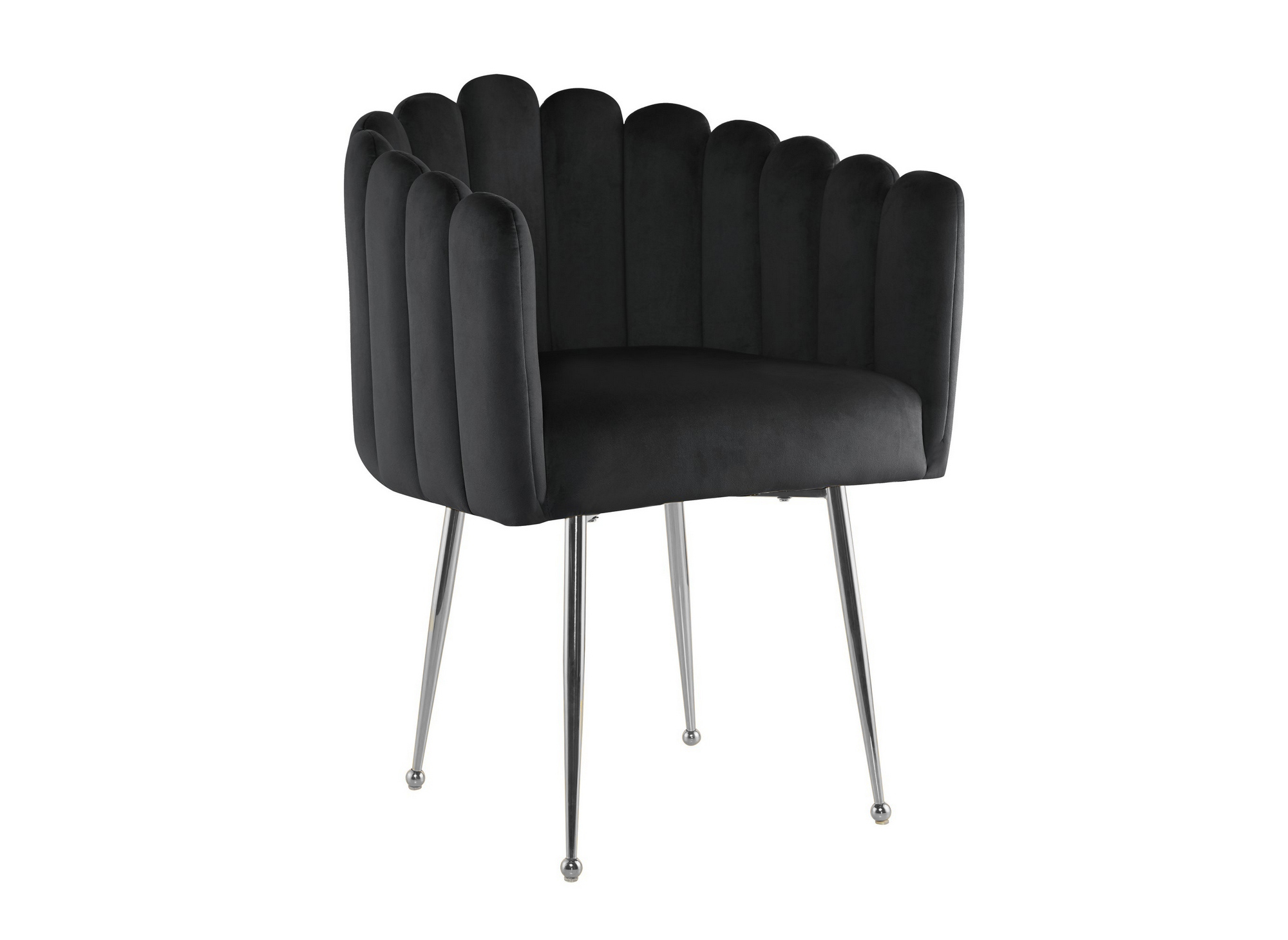 Chaise en velours noir pieds en métal argenté HAYDEN