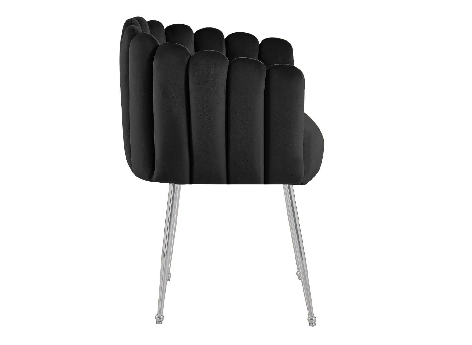 Chaise en velours noir pieds en métal argenté HAYDEN