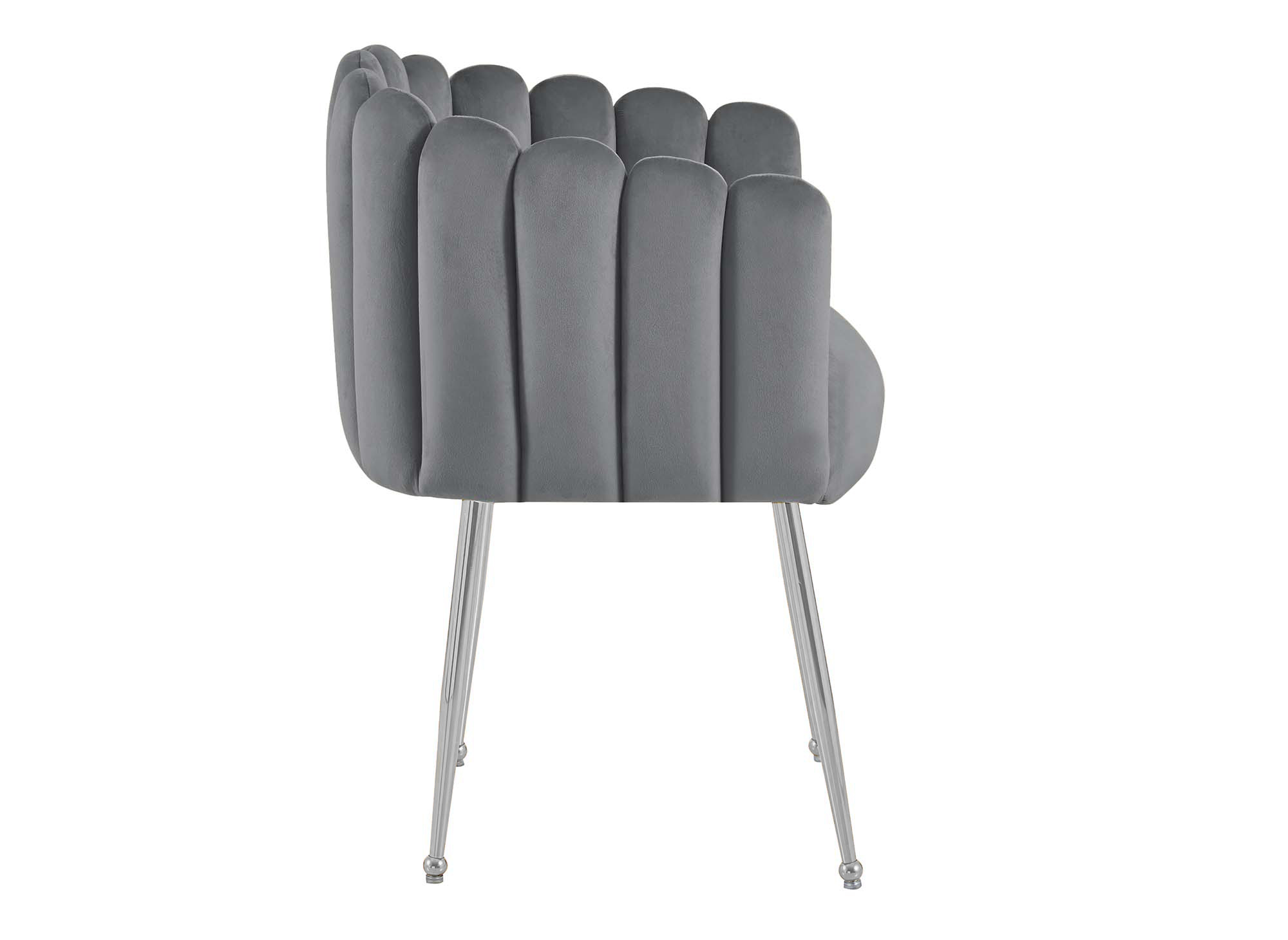 Chaise en velours gris pieds en métal argenté HAYDEN