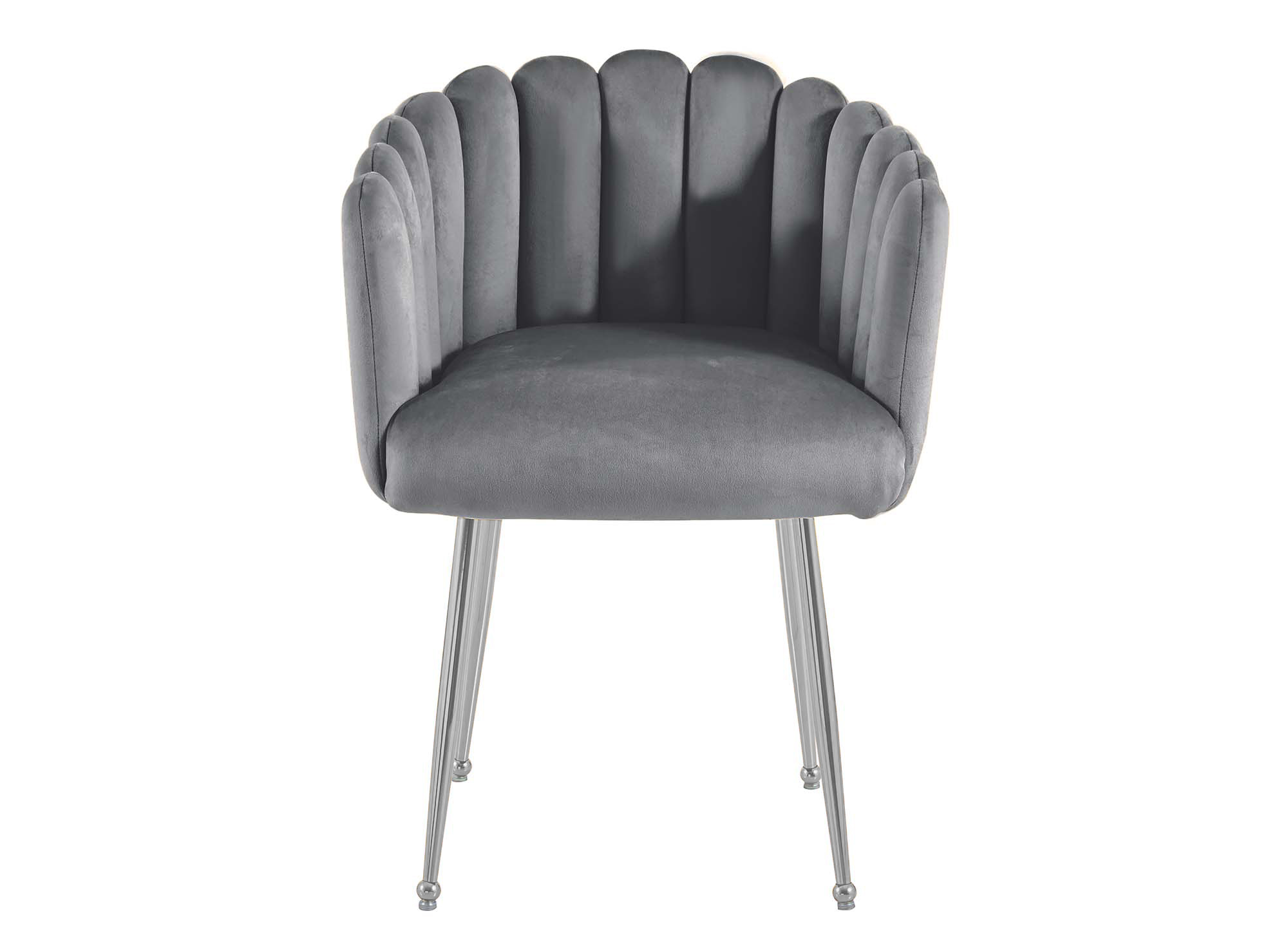 Chaise en velours gris pieds en métal argenté HAYDEN