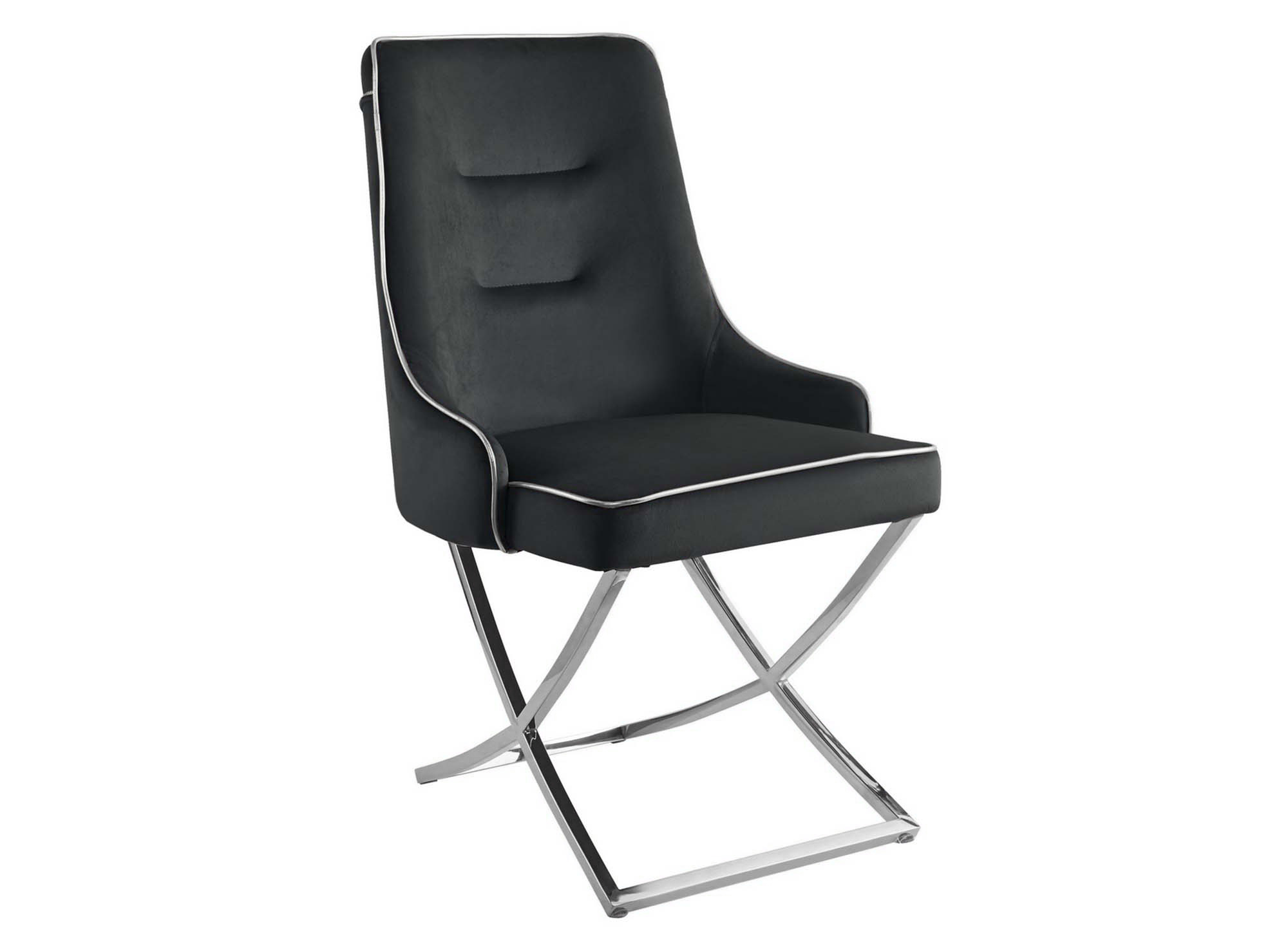 Lot de 2 chaises en velours noir pieds en métal argenté LEXA