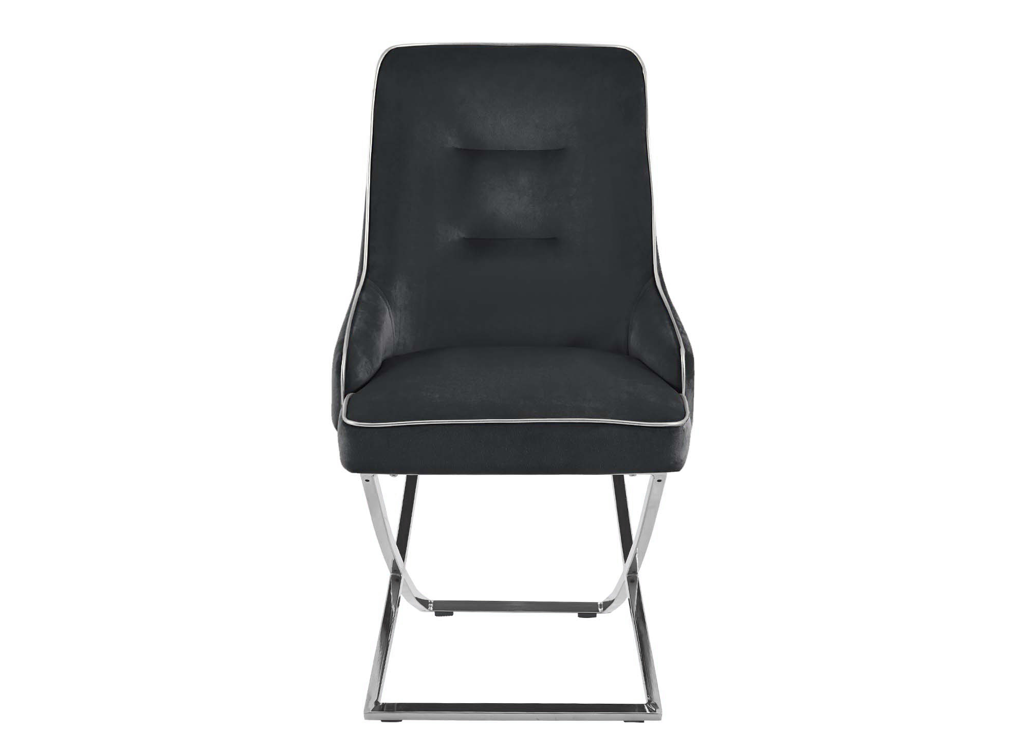 Lot de 2 chaises en velours noir pieds en métal argenté LEXA