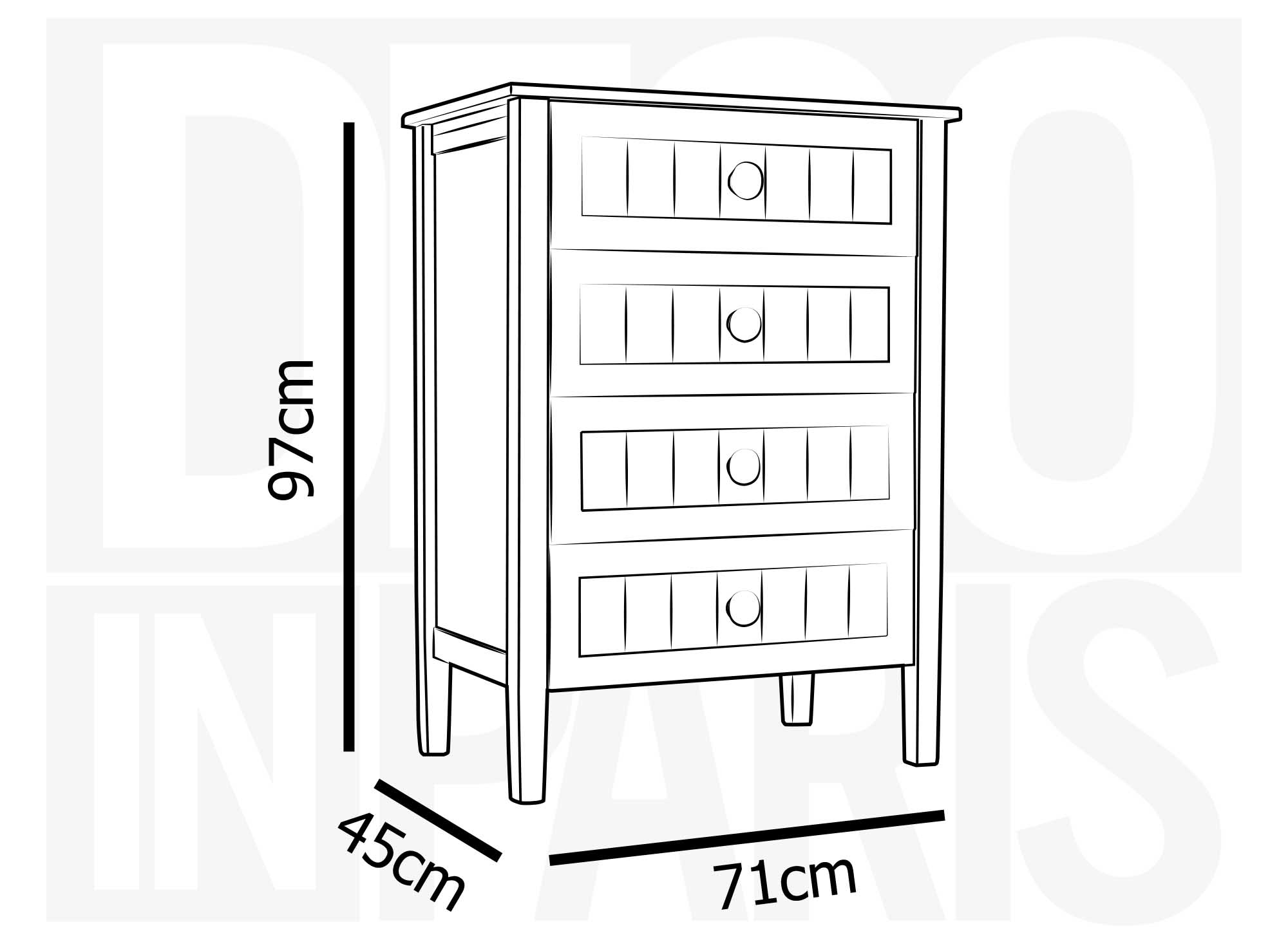 Commode 4 tiroirs en bois blanc KENNY