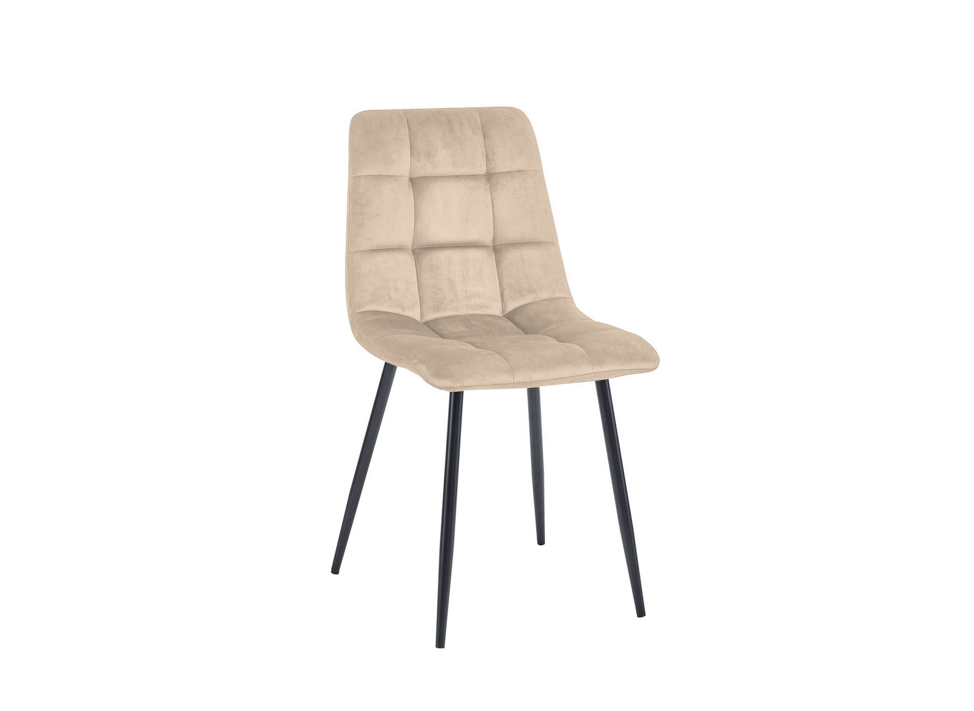 Lot de 4 chaises en velours beige capitonné JEREMI - DIP