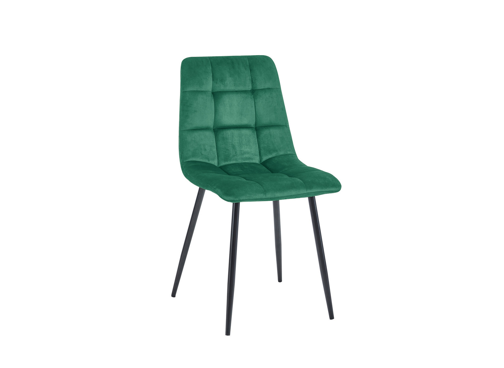 Lot de 4 chaises en velours vert capitonné JEREMI