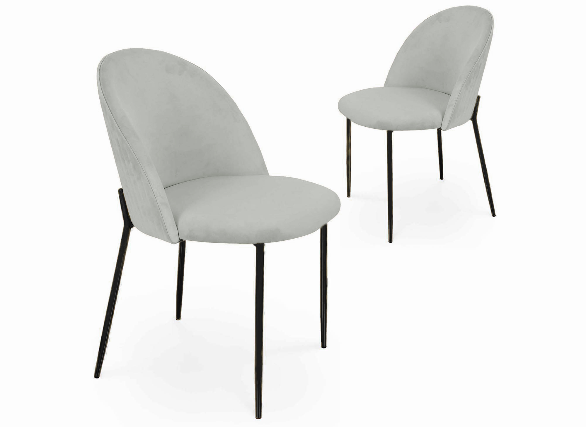 Lot de 2 chaises design en velours gris pieds noirs ARABEL