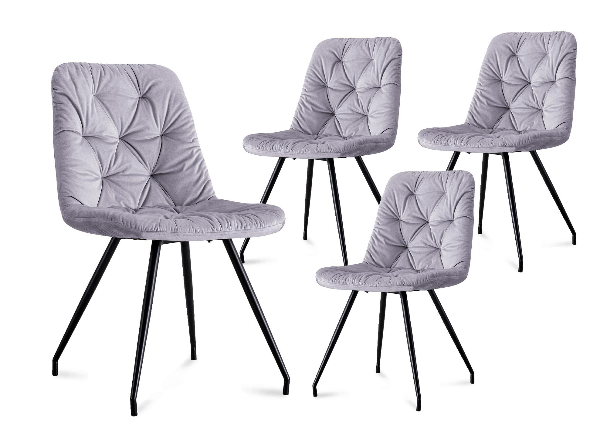 Lot de 4 chaises capitonnées en velours gris KRISTINA