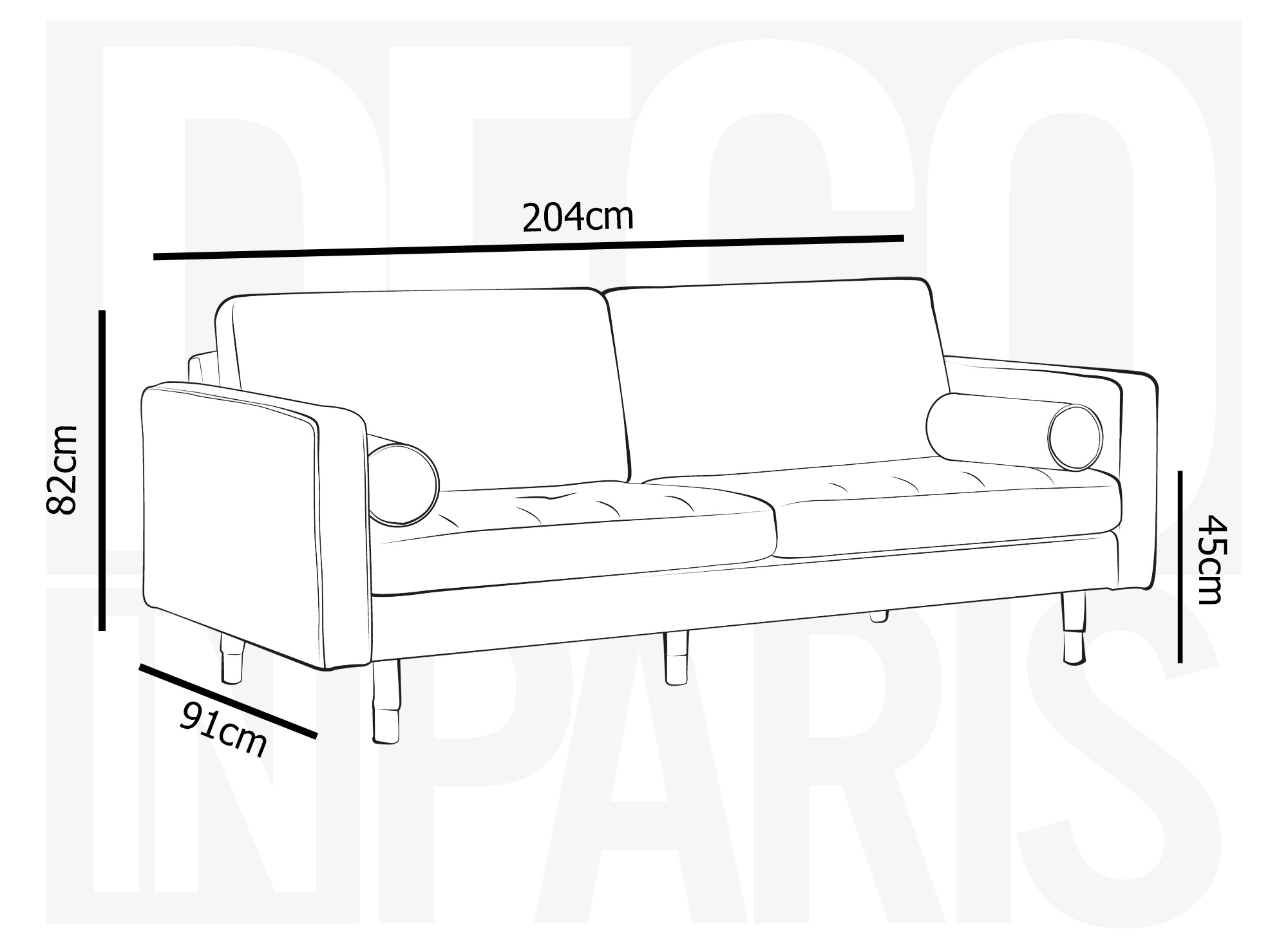 Canapé 3 places scandinave en tissu beige SALAMBO