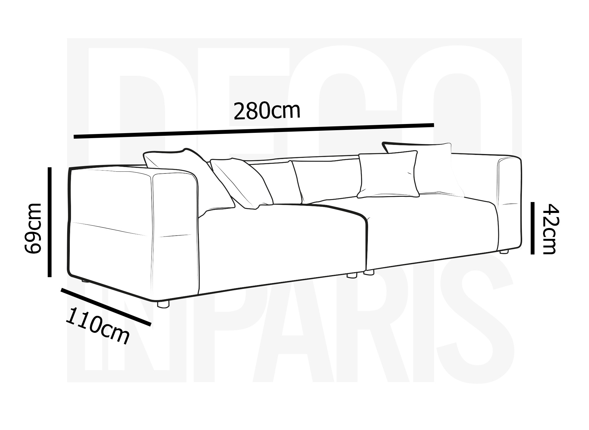 Canapé 4 places en tissu taupe EVELYNE