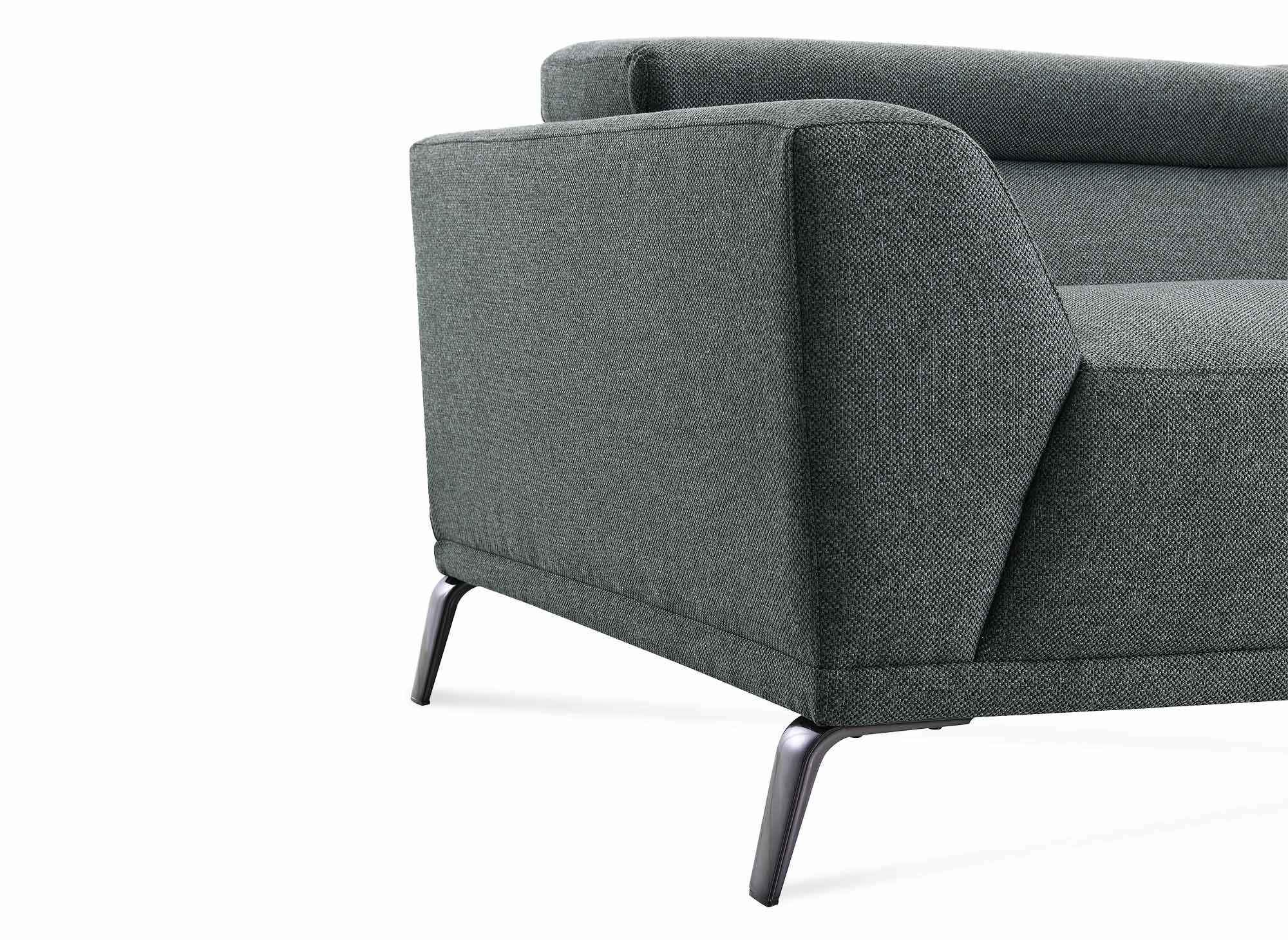 Canapé contemporain 3 places en tissu gris foncé KALISTA